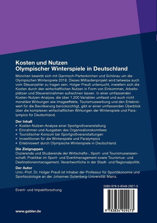 Produktbild: Kosten und Nutzen Olympischer Winterspiele in Deutschland