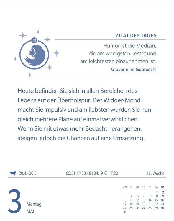 Produktbild: Jungfrau Sternzeichenkalender 2027 - Tagesabrei&szlig;kalender - Ihr Horoskop f&uuml;r jeden Tag