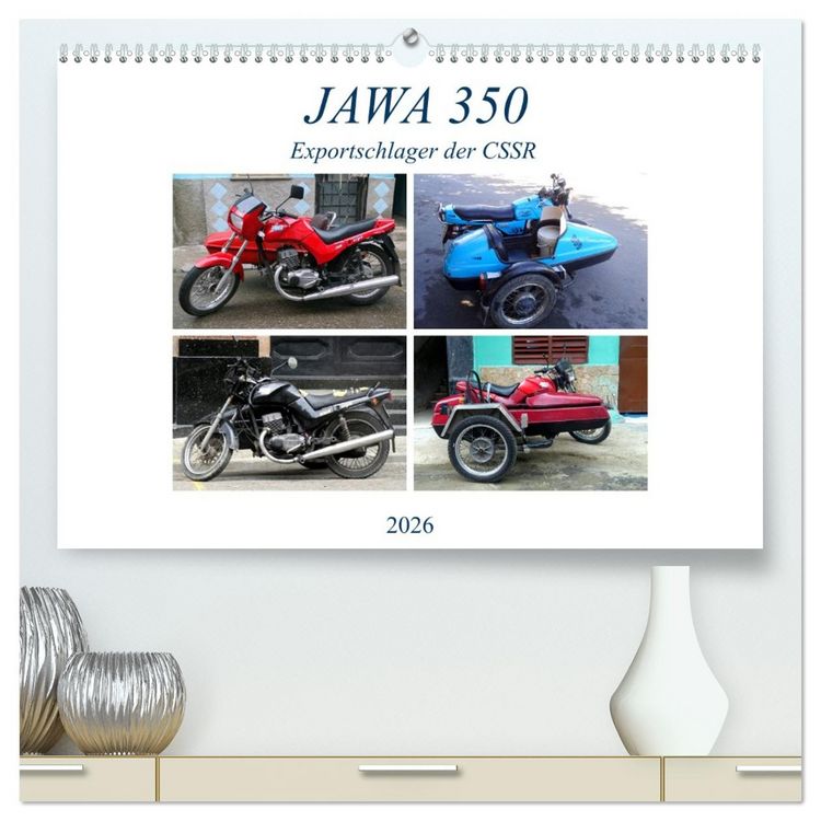 Produktbild: JAWA 350 - Exportschlager der CSSR (hochwertiger Premium Wandkalender 2026 DIN A2 quer), Kunstdruck in Hochglanz