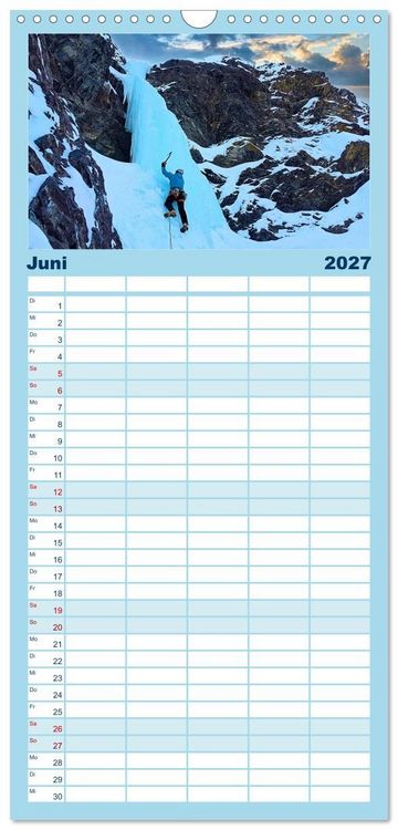 Produktbild: Familienplaner 2027 - Extremsport Eisklettern mit 5 Spalten (Wandkalender, 21 x 45 cm) CALVENDO