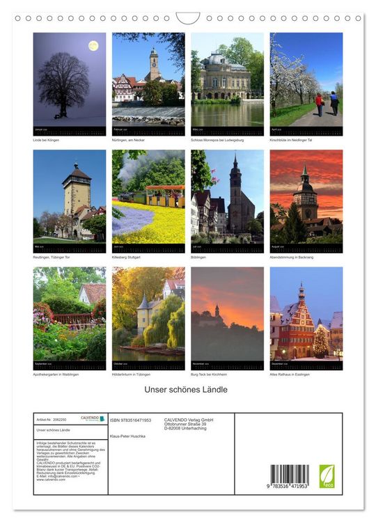 Produktbild: Unser sch&ouml;nes L&auml;ndle (Wandkalender 2026 DIN A3 hoch), CALVENDO Monatskalender