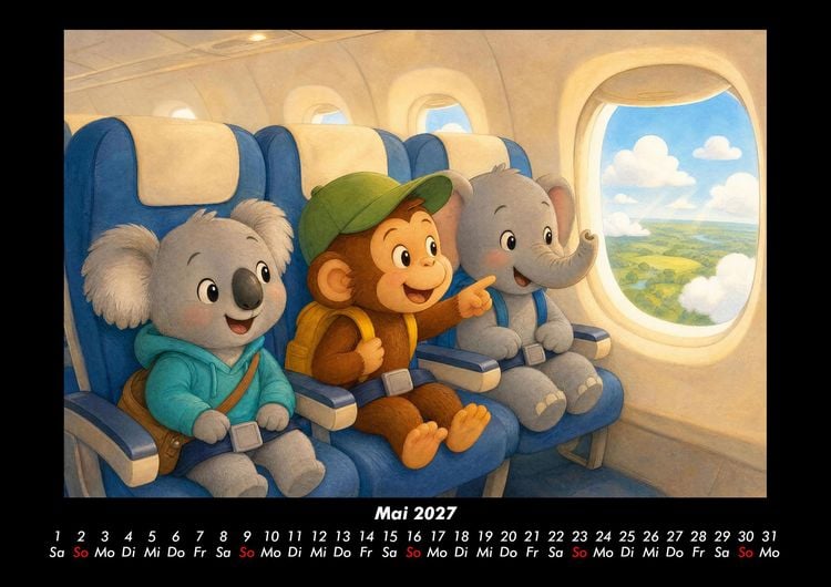 Produktbild: Ein Tag am Flughafen mit Milo, Kiki & Raffi 2027 Fotokalender DIN A3