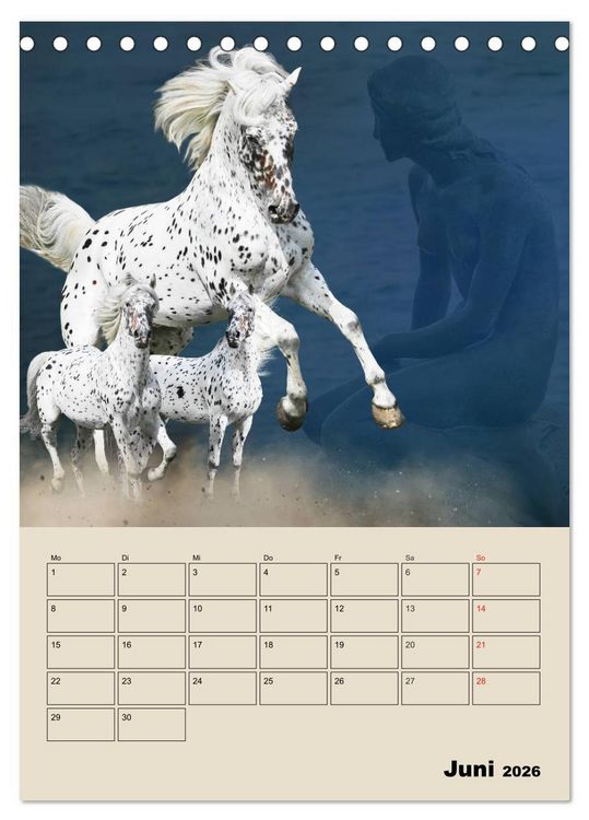Produktbild: Pferdetr&auml;umereien - Traumbilder von Traumpferden (Tischkalender 2026 DIN A5 hoch), CALVENDO Monatskalender