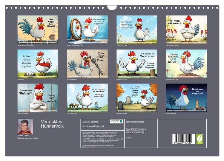 Produktbild: Verr&uuml;cktes H&uuml;hnervolk (Wandkalender 2026 DIN A3 quer), CALVENDO Monatskalender