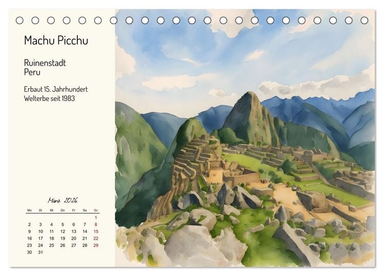 Produktbild: Welterbest&auml;tten von der Antike bis in die Neuzeit (Tischkalender 2026 DIN A5 quer), CALVENDO Monatskalender