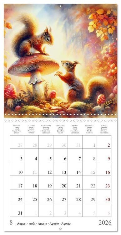 Produktbild: Magie de l'&eacute;cureuil (Calendrier mural carr&eacute; 2026 30x30 cm) Calendrier double avec une page pour vos prises de notes