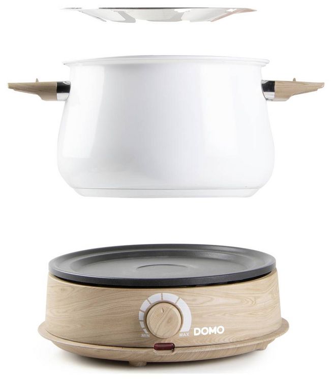 Produktbild: DOMO DO736F Fondue 1500W Kontrollleuchte, 8 Fonduegabeln Holz, Wei&szlig;
