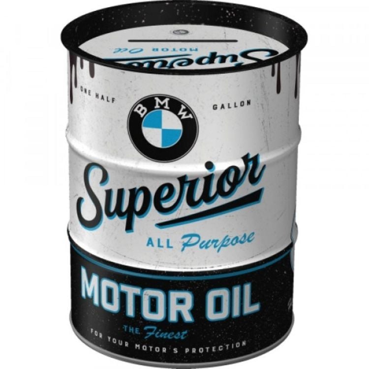 Produktbild: Spardose BMW &Ouml;lfass, retro-Design, Durchmesser ca. 10 cm, H&ouml;he ca. 12 cm