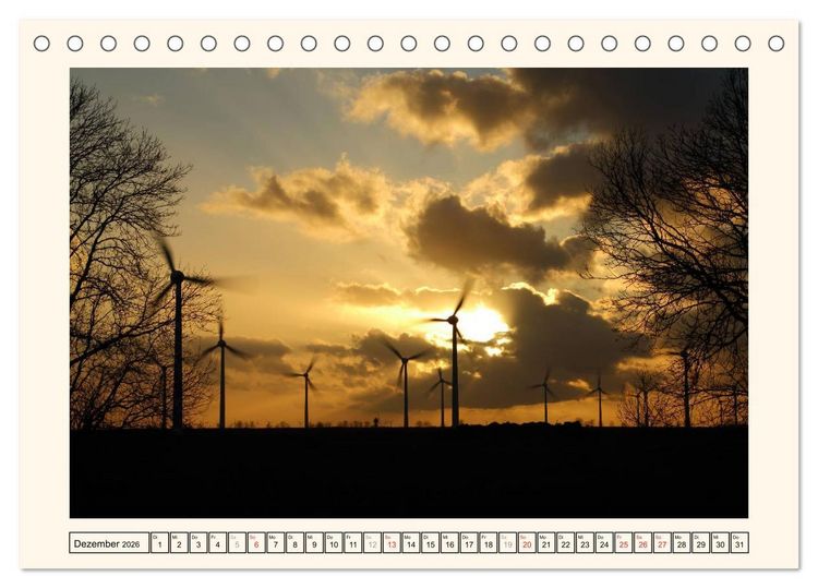 Produktbild: Windkraft in der Landschaft Ostfrieslands (Tischkalender 2026 DIN A5 quer), CALVENDO Monatskalender