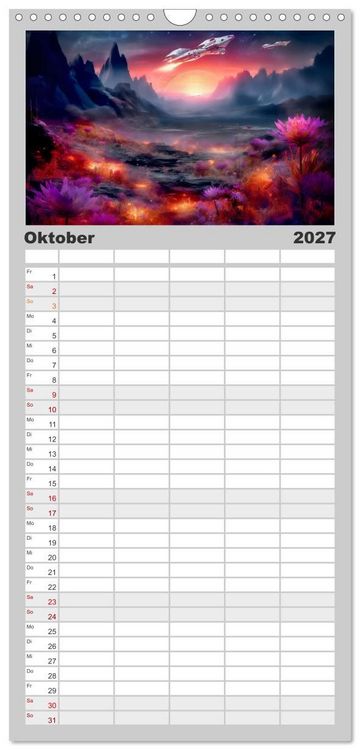 Produktbild: Familienplaner 2027 - Extraterrestrisch - Auf fremden Planeten mit 5 Spalten (Wandkalender, 21 x 45 cm) CALVENDO