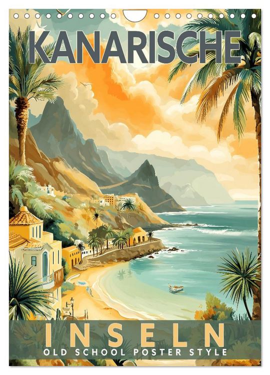 Produktbild: Kanarische Inseln - Old School Poster Style (Wandkalender 2027 DIN A4 hoch), CALVENDO Monatskalender