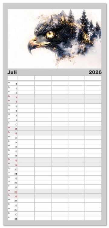 Produktbild: Familienplaner 2026 - W&auml;chter des Zauberwaldes mit 5 Spalten (Wandkalender, 21 x 45 cm) CALVENDO