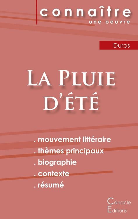 Produktbild: Fiche de lecture La Pluie d'&eacute;t&eacute; de Marguerite Duras (Analyse litt&eacute;raire de r&eacute;f&eacute;rence et r&eacute;sum&eacute; complet)