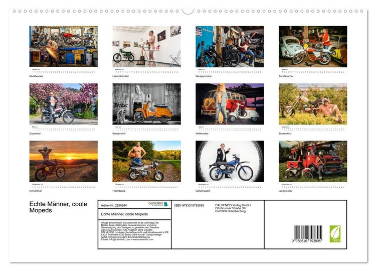 Produktbild: Echte M&auml;nner, coole Mopeds (hochwertiger Premium Wandkalender 2027 DIN A2 quer), Kunstdruck in Hochglanz