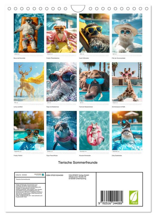 Produktbild: Tierische Sommerfreunde (Wandkalender 2026 DIN A4 hoch), CALVENDO Monatskalender