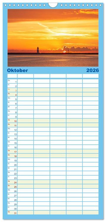 Produktbild: Familienplaner 2026 - Sonne und Meer - Meer geht immer mit 5 Spalten (Wandkalender, 21 x 45 cm) CALVENDO