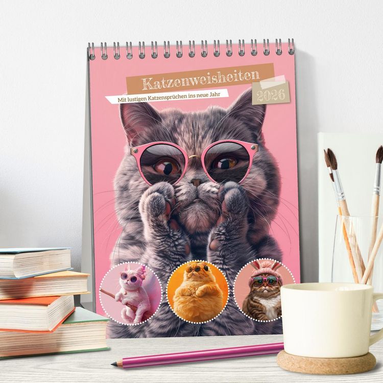 Produktbild: Katzenweisheiten (Tischkalender 2026 DIN A5 hoch), CALVENDO Monatskalender