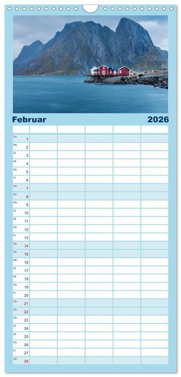 Produktbild: Familienplaner 2026 - Berg, Land und Meer - Eine Reise durch die Landschaften mit 5 Spalten (Wandkalender, 21 x 45 cm) CALVENDO
