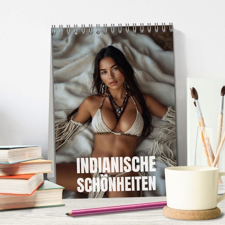Produktbild: Indianische Sch&ouml;nheiten Kalender: Sinnliche Glamour Frauen in KI Kunst (Tischkalender 2027 DIN A5 hoch), CALVENDO Monatskalender