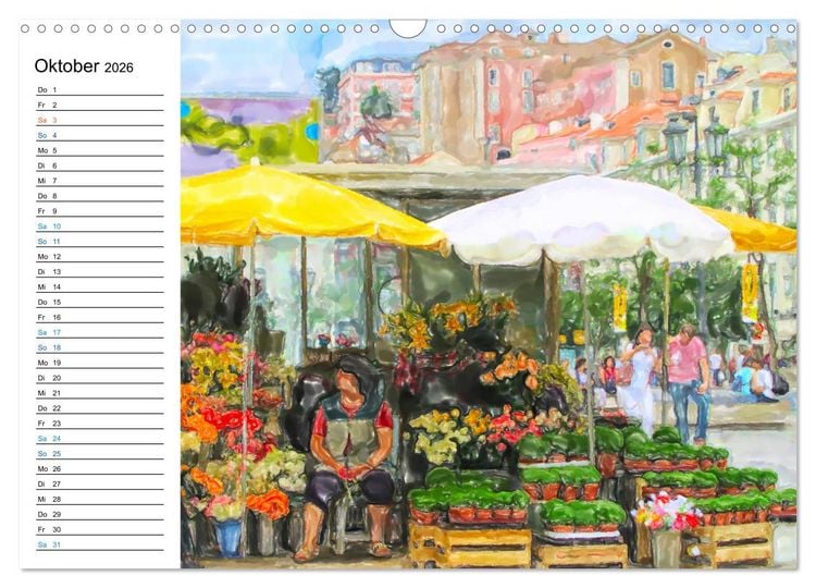 Produktbild: Lissabon - Stadtrundgang in Aquarell-Illustrationen (Wandkalender 2026 DIN A3 quer), CALVENDO Monatskalender