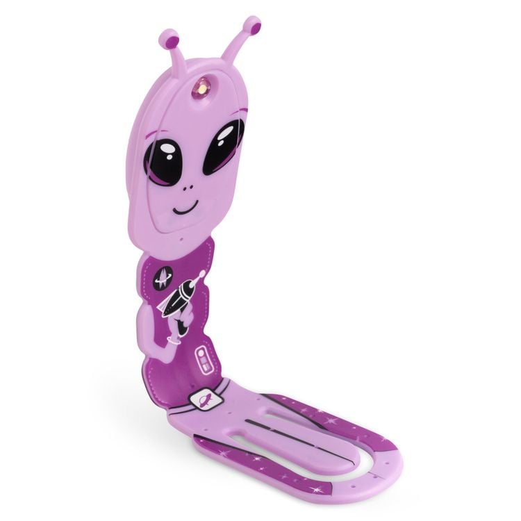 Produktbild: Flexilight Pals Leselicht (Aliens) - lila - 2 in 1 Leselampe & Lesezeichen - LED Leselicht - Geschenk für Leser, Buchliebhaber - Deutsche Ausgabe