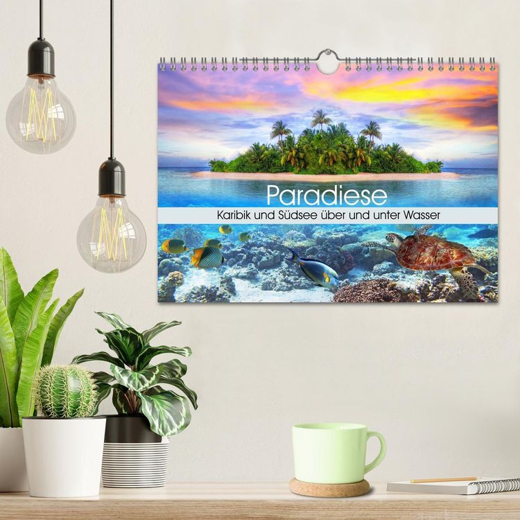 Produktbild: Paradiese. Karibik und S&uuml;dsee &uuml;ber und unter Wasser (Wandkalender 2026 DIN A4 quer), CALVENDO Monatskalender