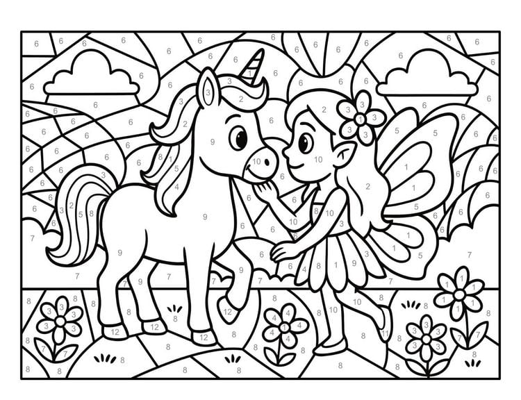 Produktbild: Malen nach Zahlen Einhorn Malbuch f&uuml;r Kinder ab 5&ndash;7 Jahren