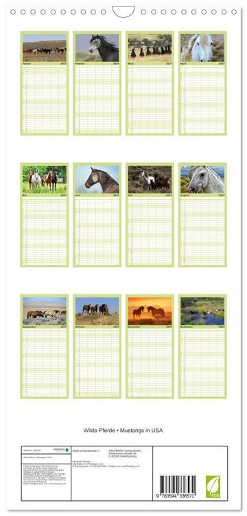 Produktbild: Familienplaner 2027 - Wilde Pferde &bull; Mustangs in USA mit 5 Spalten (Wandkalender, 21 x 45 cm) CALVENDO