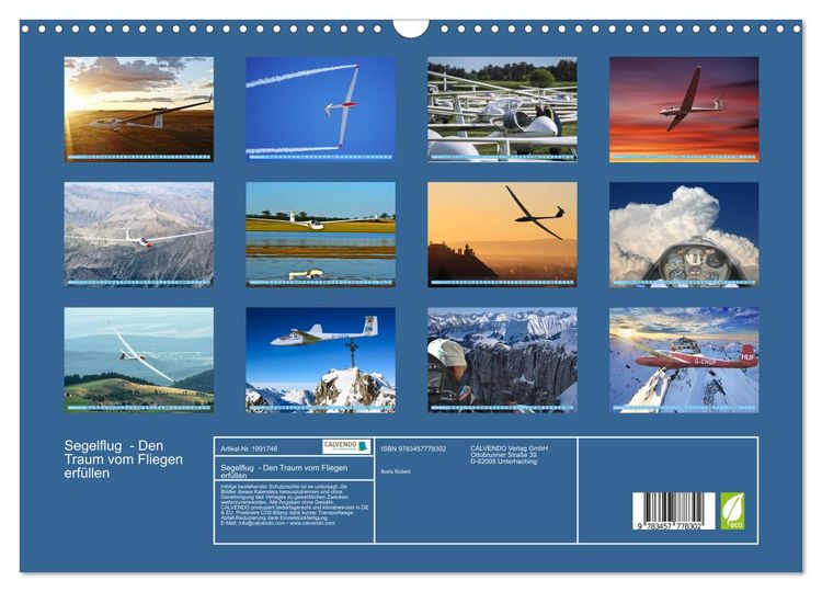 Produktbild: Segelflug - Den Traum vom Fliegen erf&uuml;llen (Wandkalender 2026 DIN A3 quer), CALVENDO Monatskalender