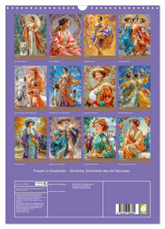 Produktbild: Frauen in Kost&uuml;men - Sinnliche Sch&ouml;nheit des Art Nouveau (Wandkalender 2026 DIN A3 hoch), CALVENDO Monatskalender