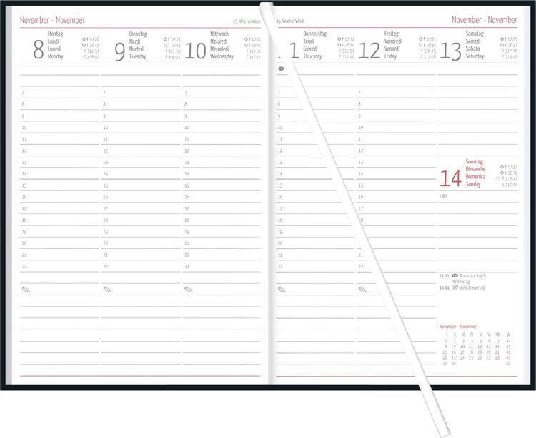 Produktbild: Wochenbuch schwarz 1W/2S 2027