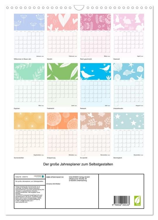 Produktbild: Der gro&szlig;e Jahresplaner zum Selbstgestalten (Wandkalender 2026 DIN A3 hoch), CALVENDO Monatskalender