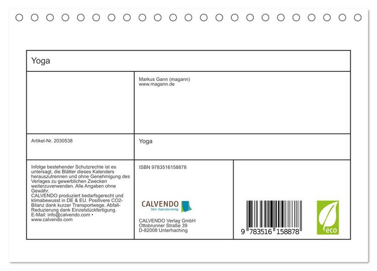Produktbild: Yoga (Tischkalender 2026 DIN A5 quer), CALVENDO Monatskalender