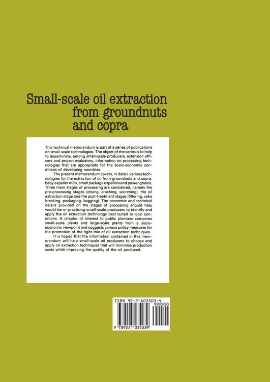 Produktbild: Small-scale oil extraction from groundnuts and copra (Technology Series. Technical Memorandum 5)