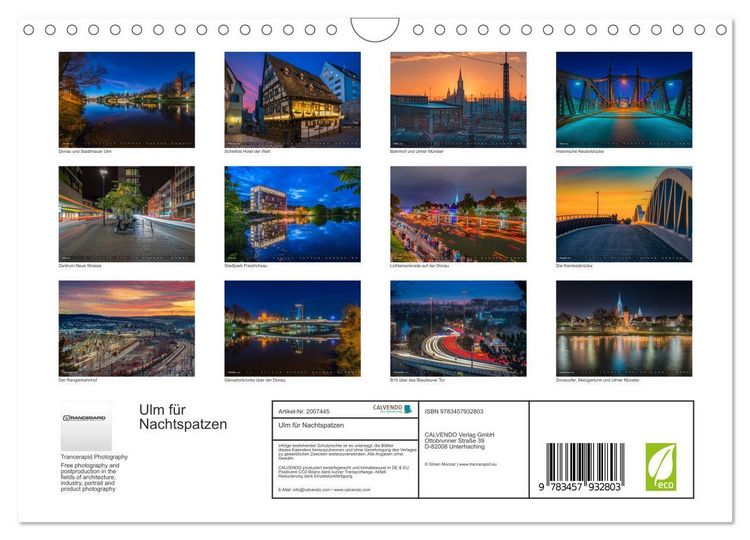 Produktbild: Ulm f&uuml;r Nachtspatzen (Wandkalender 2026 DIN A4 quer), CALVENDO Monatskalender