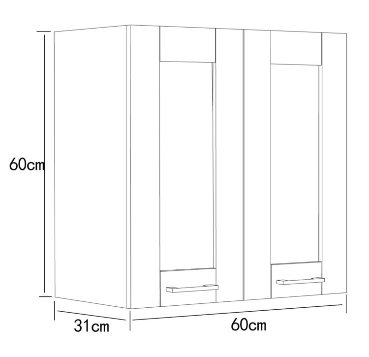 Produktbild: K&uuml;chenschrank B. 60 cm H&auml;ngeschrank K&uuml;che Colura