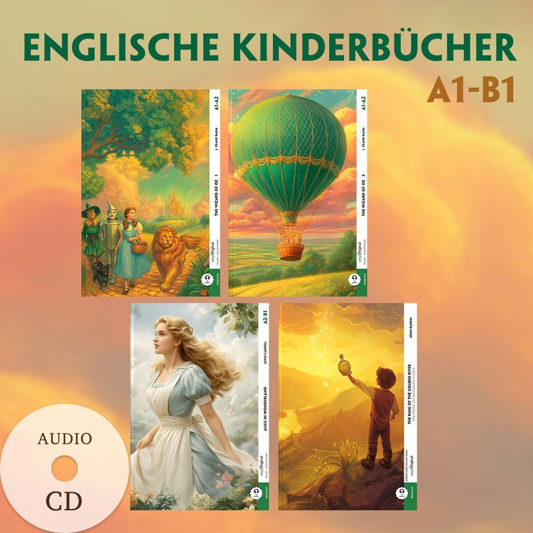 Produktbild: Englische Kinderb&uuml;cher A1-B1 (4 B&uuml;cher + 4 Audio-CDs)