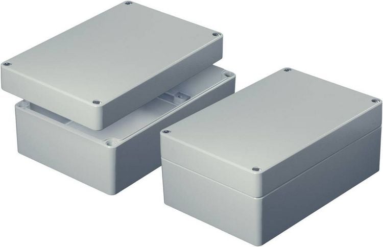 Produktbild: Axxatronic AS082 Universal-Geh&auml;use 120 x 80 x 60 Aluminium Grau (RAL 7032) 1St.