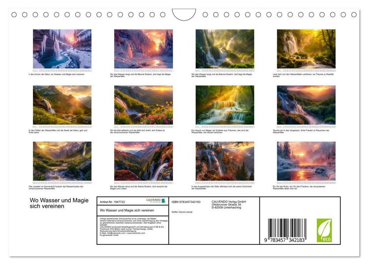 Produktbild: Wo Wasser und Magie sich vereinen (Wandkalender 2026 DIN A4 quer), CALVENDO Monatskalender