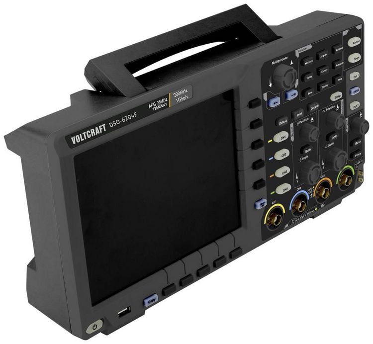 Produktbild: VOLTCRAFT DSO-6204F Digital-Oszilloskop 200 MHz 4-Kanal 1 GSa/s 10 Mpts 8 Bit Digital-Speicher (DSO), Funktionsgenerator 1 St.