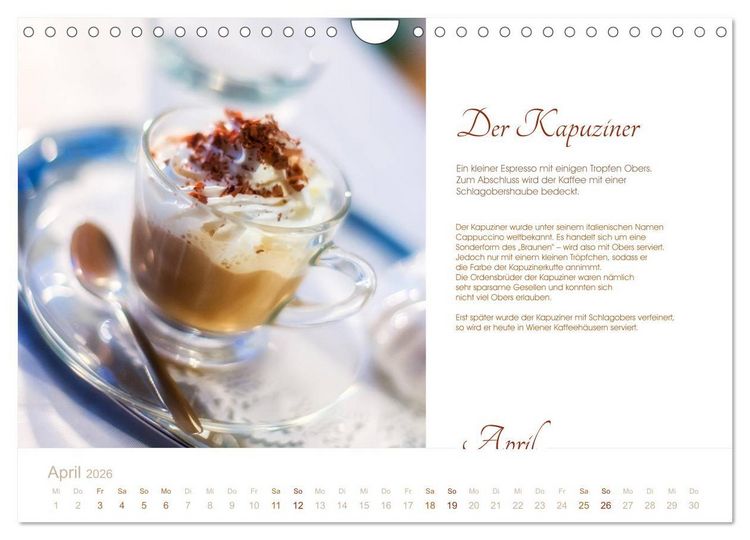 Produktbild: Wiener Kaffeerezepte (Wandkalender 2026 DIN A4 quer), CALVENDO Monatskalender