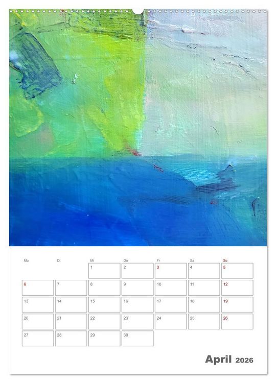 Produktbild: Farbliche Stille - Ein Jahr der inneren Ruhe mit abstrakten Farbspielen (Wandkalender 2026 DIN A2 hoch), CALVENDO Monatskalender