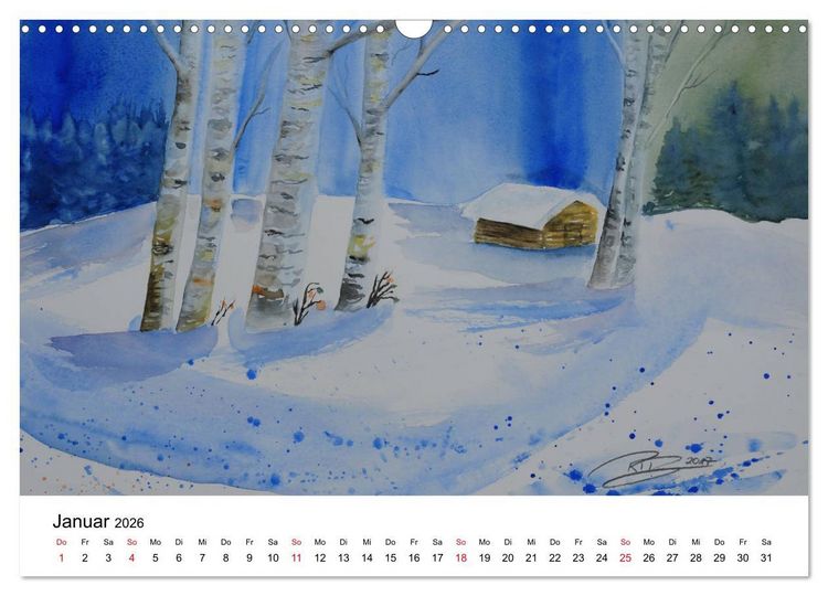 Produktbild: Landschafts-Aquarelle 2026 Roswita Ilona Baumann (Wandkalender 2026 DIN A3 quer), CALVENDO Monatskalender