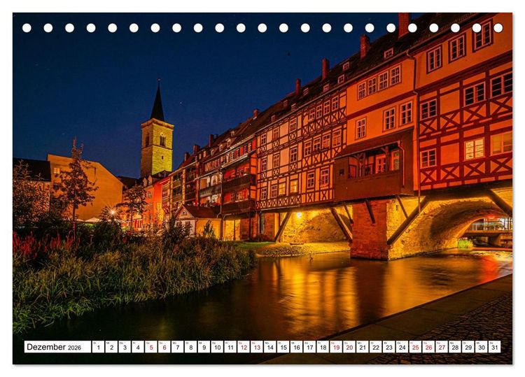Produktbild: Rund um die Kr&auml;merbr&uuml;cke - Ein St&uuml;ck Mittelalter in Erfurt (Tischkalender 2026 DIN A5 quer), CALVENDO Monatskalender