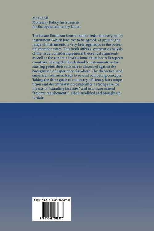 Produktbild: Monetary Policy Instruments for European Monetary Union