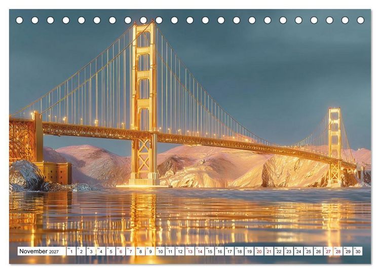 Produktbild: Die Golden Gate Bridge - Ikone am Pazifik (Tischkalender 2027 DIN A5 quer), CALVENDO Monatskalender