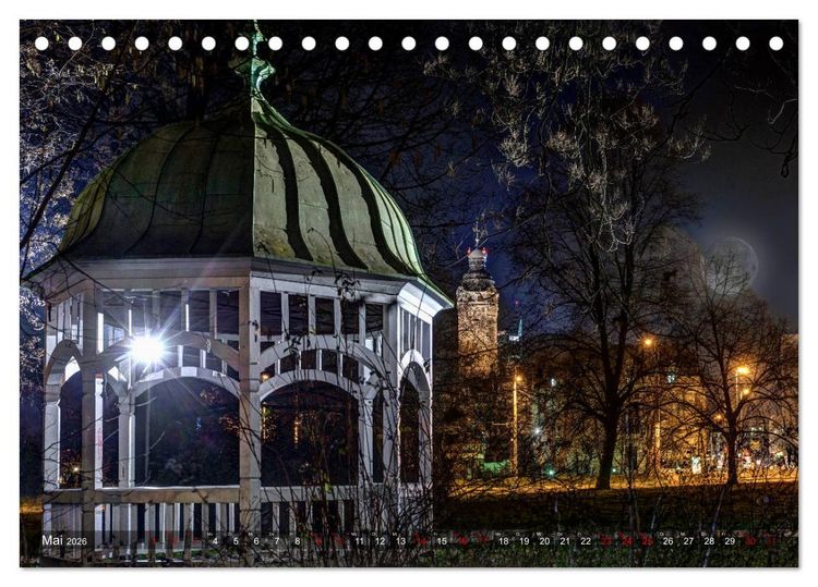 Produktbild: Nachts in Leipzig (Tischkalender 2026 DIN A5 quer), CALVENDO Monatskalender