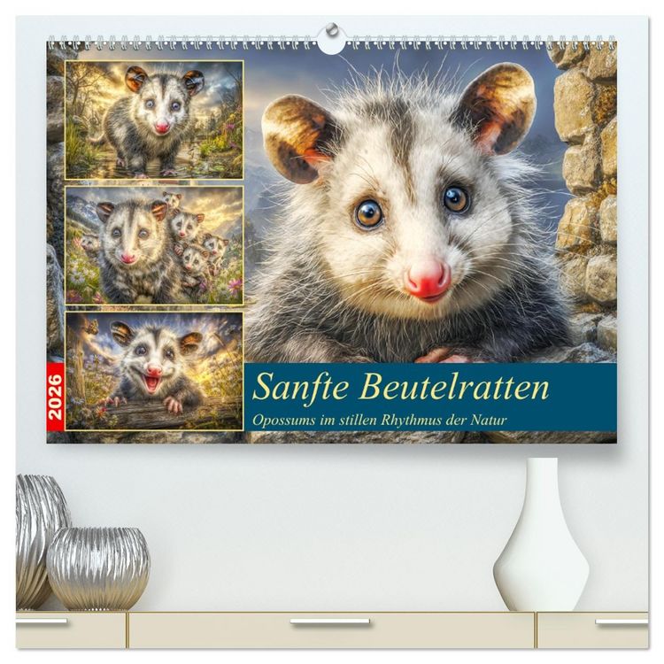 Produktbild: Sanfte Beutelratten. Opossums im stillen Rhythmus der Natur (hochwertiger Premium Wandkalender 2026 DIN A2 quer), Kunstdruck in Hochglanz