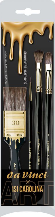 Produktbild: da Vinci Pinselset ISI CAROLINA Art Signature Edition, &Ouml;lmalpinsel, 4er Set