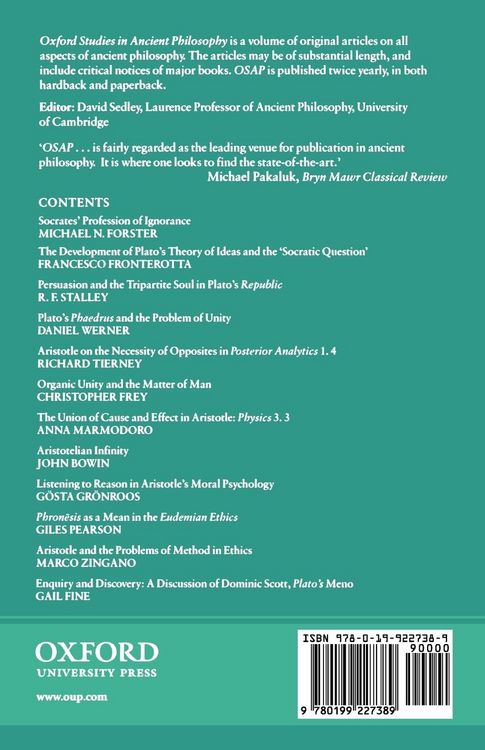 Produktbild: Oxford Studies in Ancient Philosophy XXXII
